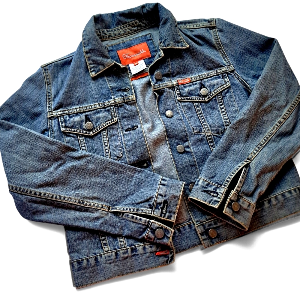 Faconnable Vintage Women's Jean Jacket Med Blue XS 100% Cotton EUC